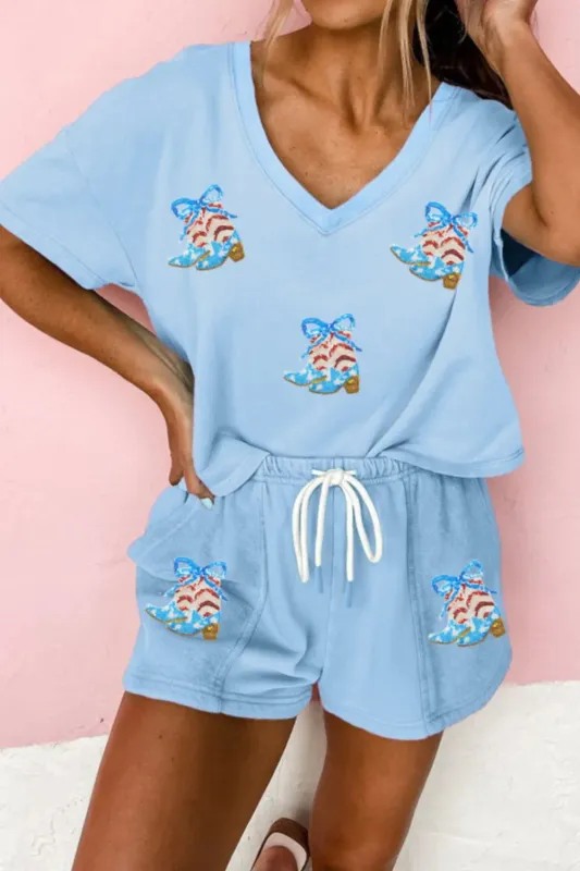 V-Neck T-Shirt and Drawstring Shorts Set sold by Charming Charlie