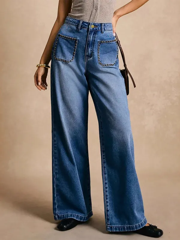 High-Waisted Wide-Leg Pocket Jeans sold by Charming Charlie