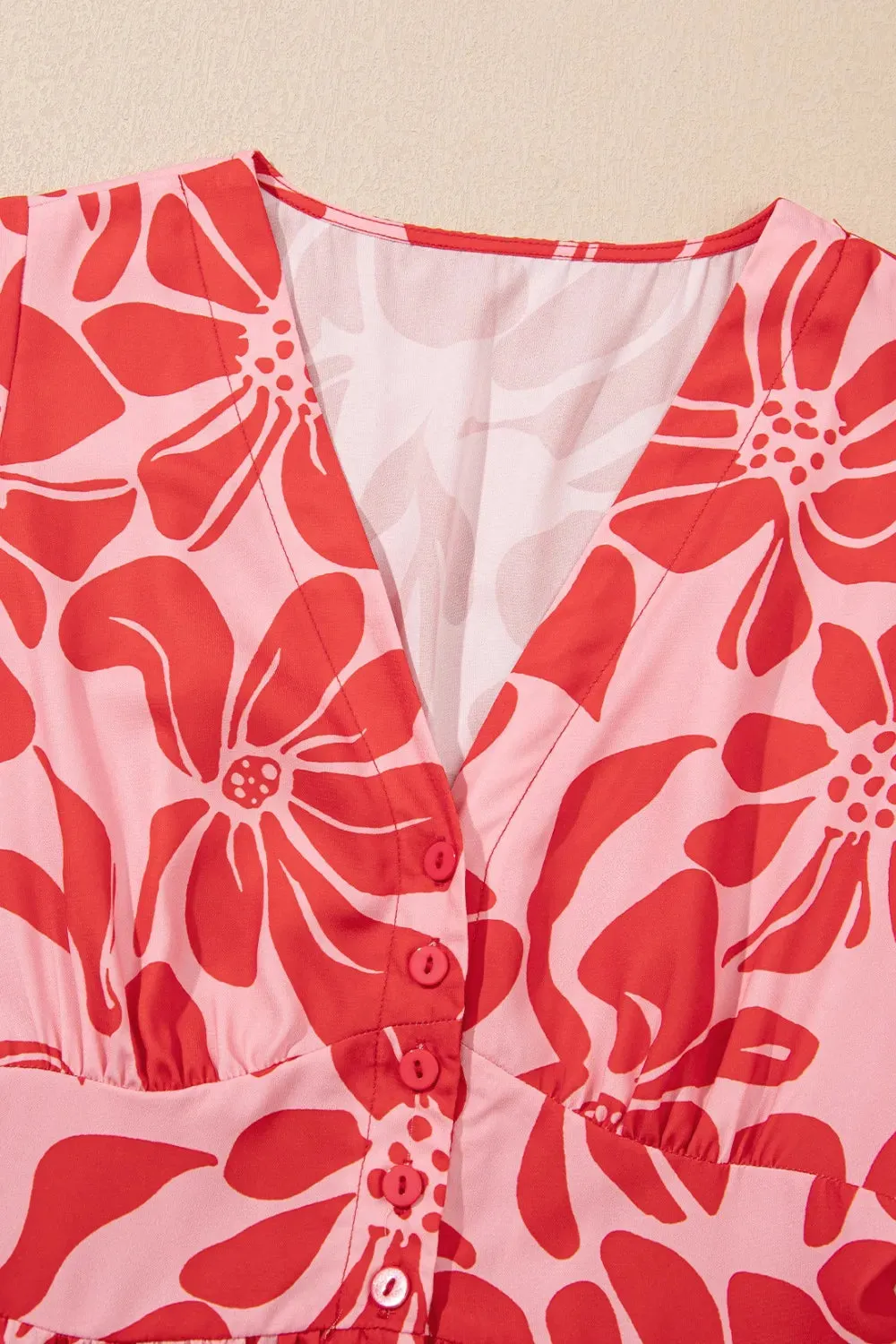 Floral Ruffled V-Neck Midi Dress with Button Front sold by Charming Charlie product image thumbnail 5