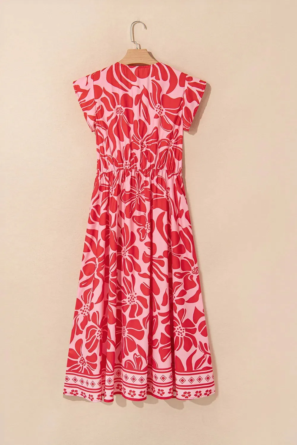 Floral Ruffled V-Neck Midi Dress with Button Front sold by Charming Charlie product image thumbnail 4