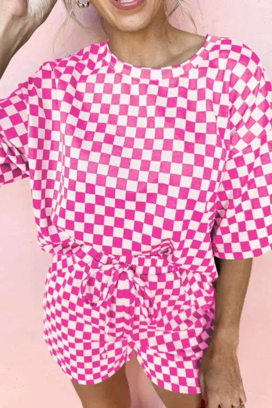 Checkered Round Neck Top and Shorts Two-Piece Set sold by Charming Charlie