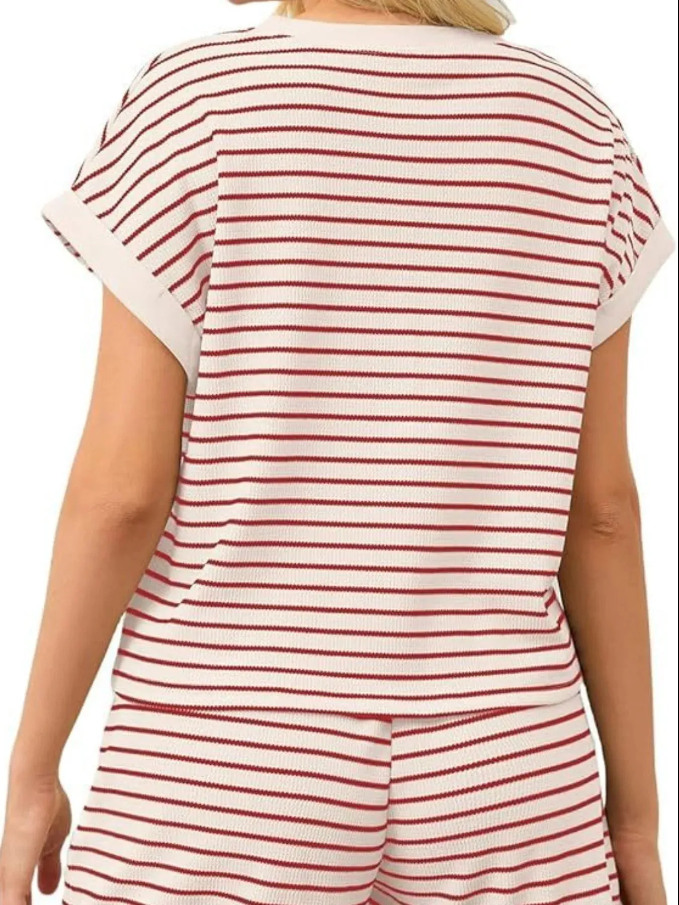 Full Size Contrast Striped T-Shirt and Shorts Set Plus Size sold by Charming Charlie product image thumbnail 5