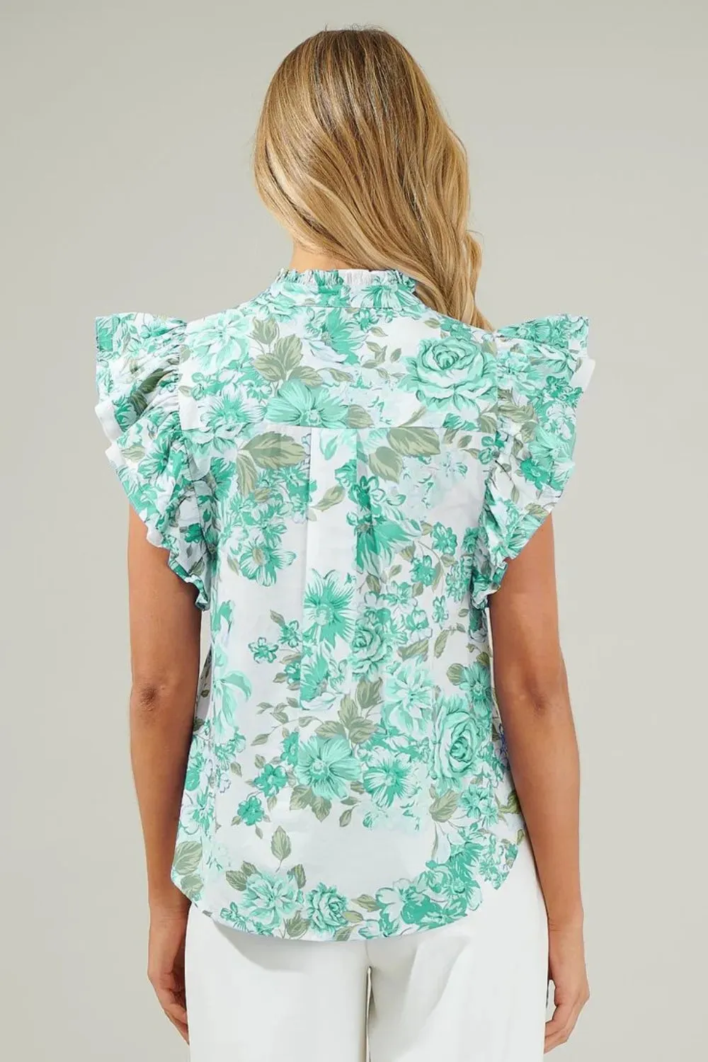 Printed Ruffled Sleeve Button-Up Blouse sold by Charming Charlie product image thumbnail 2