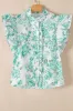 Printed Ruffled Sleeve Button-Up Blouse sold by Charming Charlie
