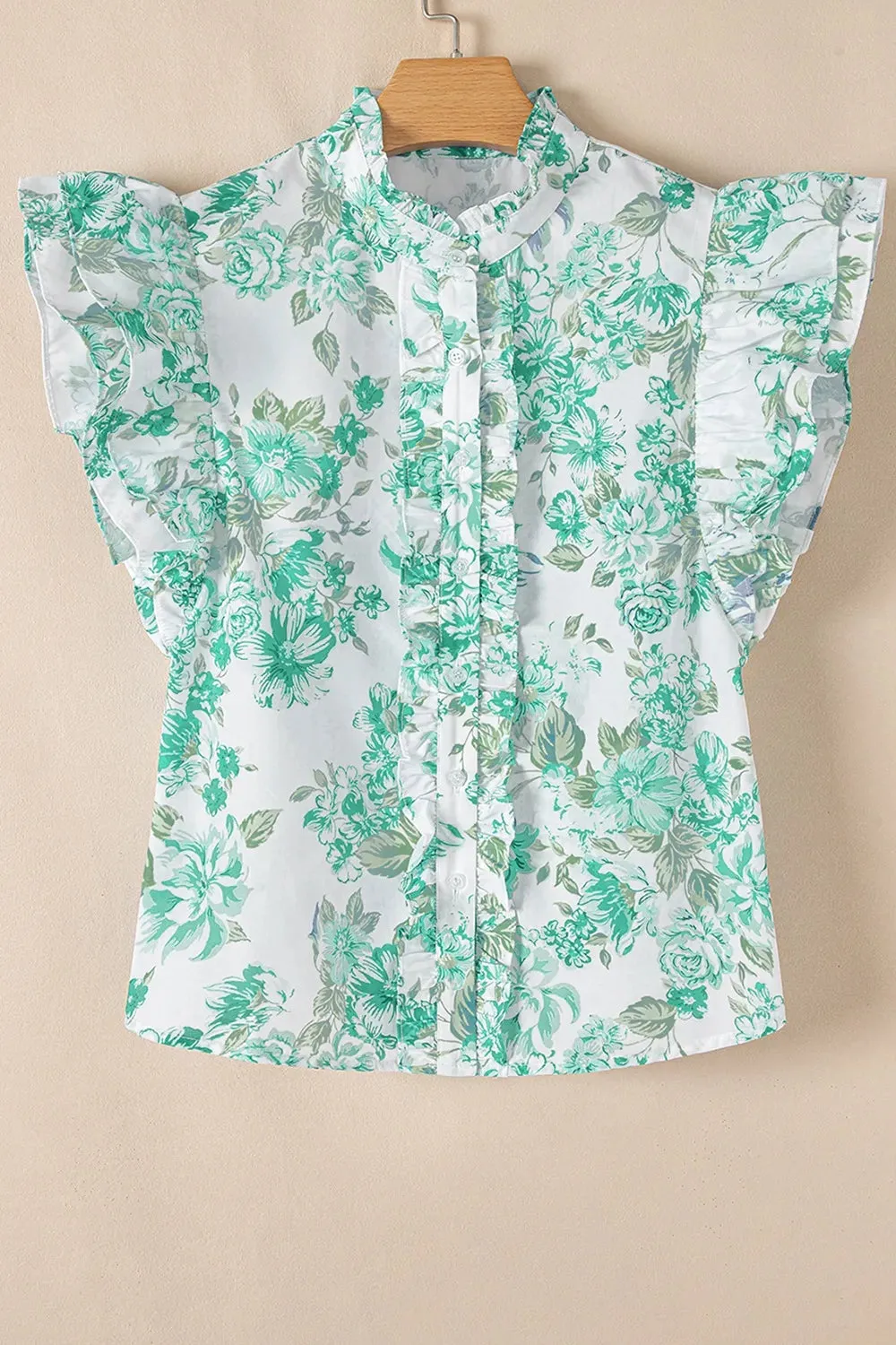 Printed Ruffled Sleeve Button-Up Blouse sold by Charming Charlie product image thumbnail 4