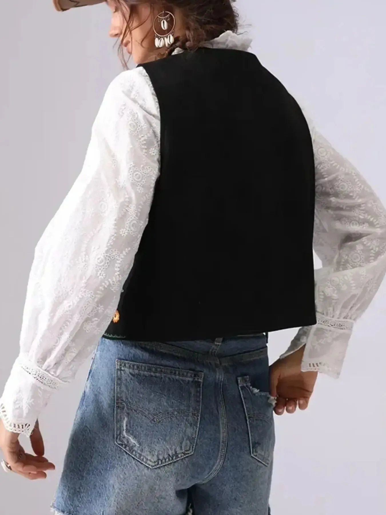 Floral Embroidered Lace-Up Vest sold by Charming Charlie product image thumbnail 5