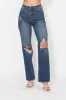 Judy Blue Full Size Hw Ripped Knee Dad Jeans Plus Size sold by Charming Charlie
