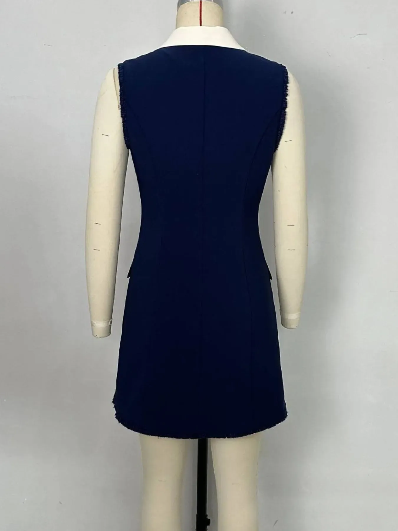 Contrast Collar Button-Front Sleeveless Mini Dress sold by Charming Charlie product image thumbnail 5