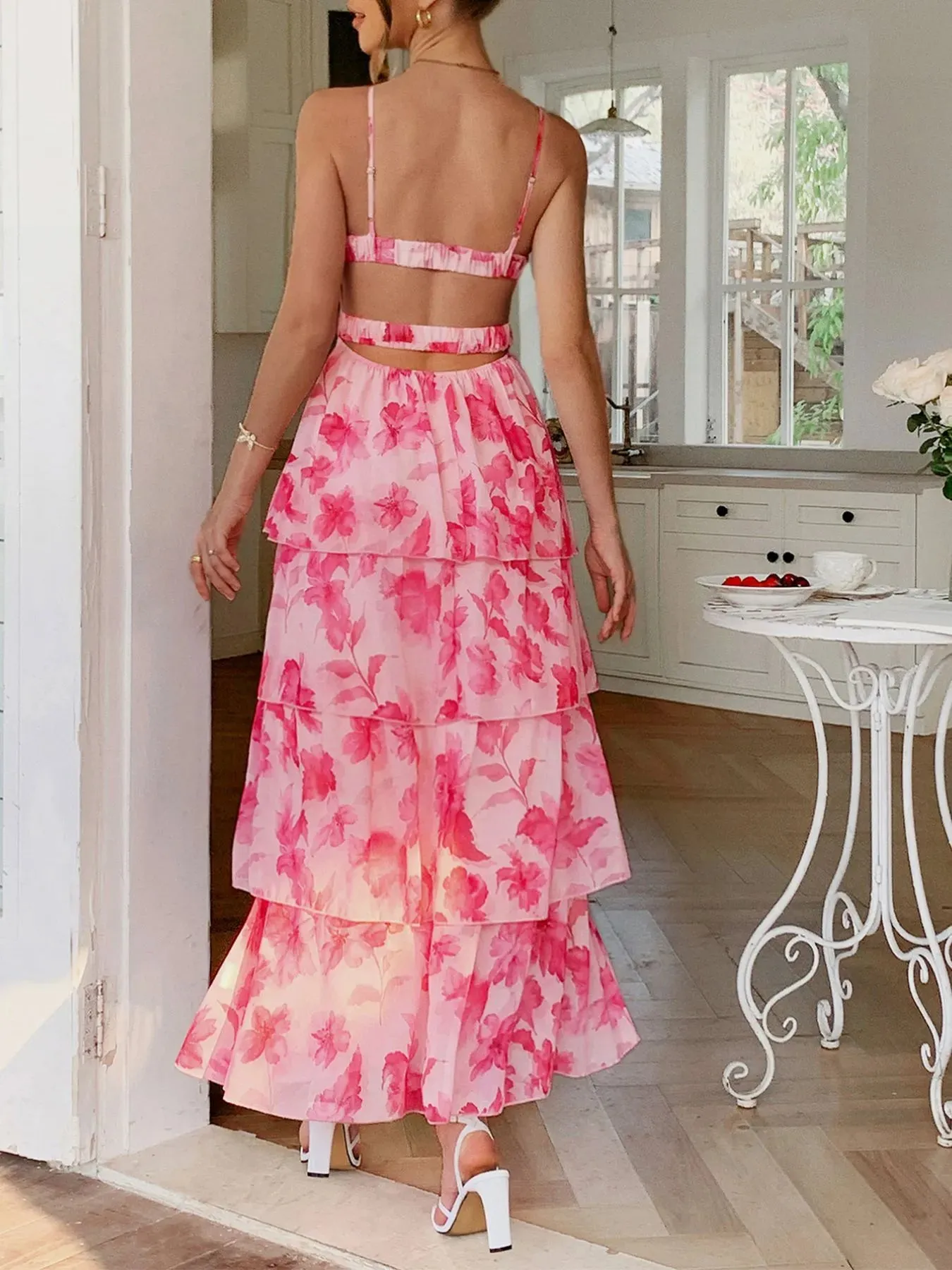 Floral Print Layered Maxi Cami Dress sold by Charming Charlie product image thumbnail 3