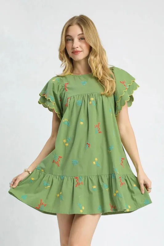 Umgee Floral Embroidered Short Sleeve Mini Dress sold by Charming Charlie