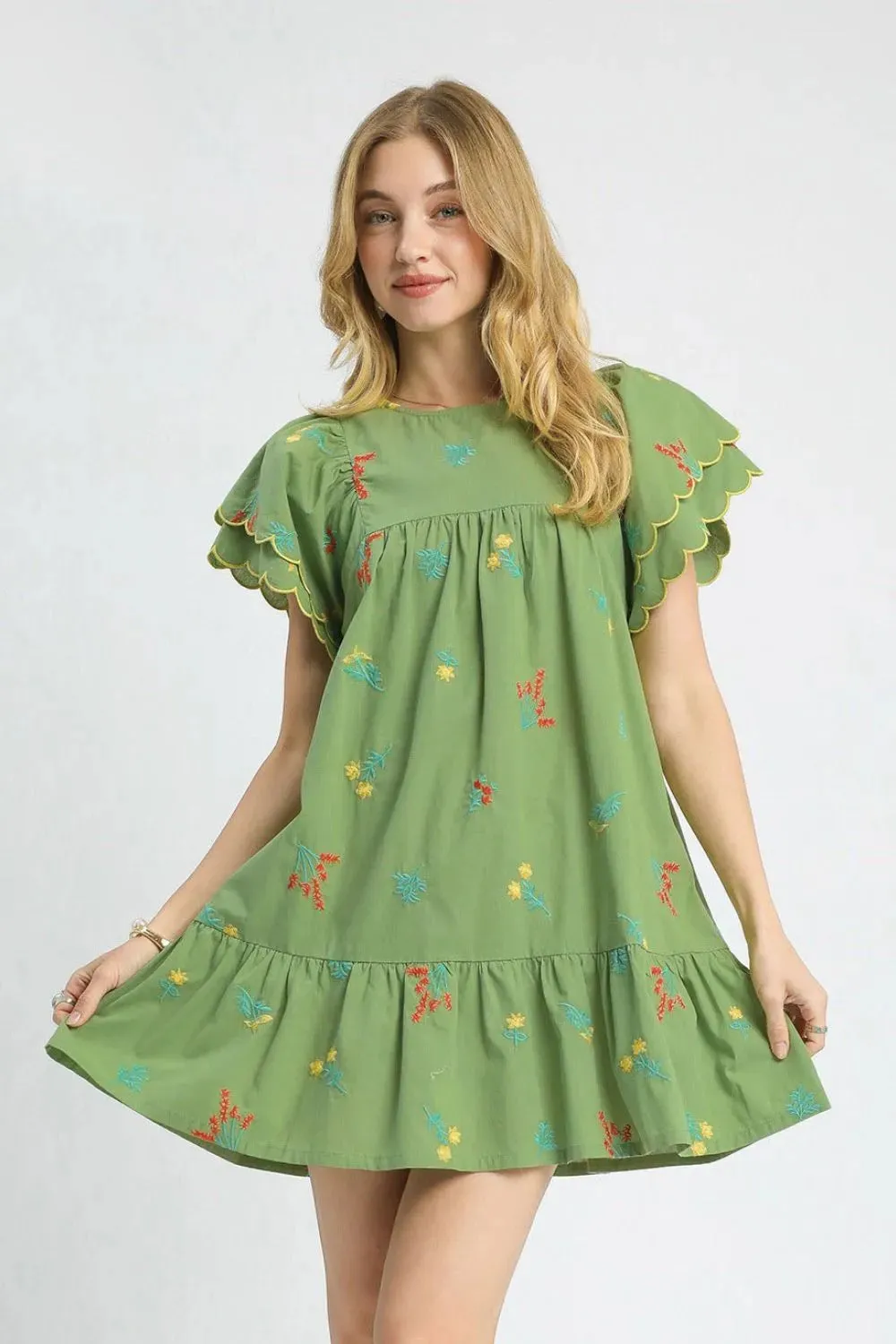 Umgee Floral Embroidered Short Sleeve Mini Dress sold by Charming Charlie