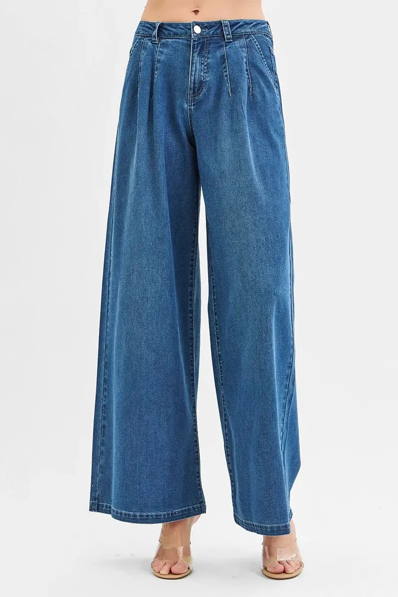RISEN Mid Rise Fit Wide Leg Knit Denim Look Jeans sold by Charming Charlie product image thumbnail 3