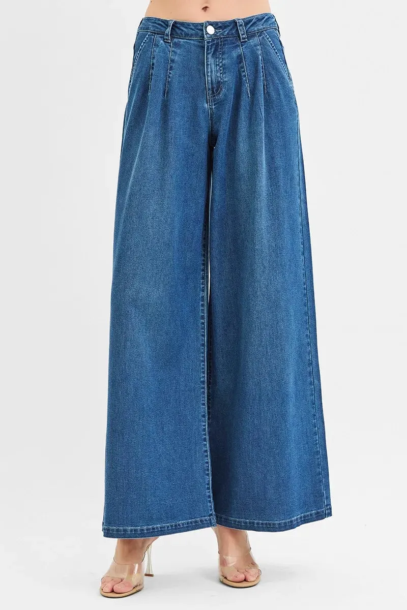 RISEN Mid Rise Fit Wide Leg Knit Denim Look Jeans sold by Charming Charlie product image thumbnail 2