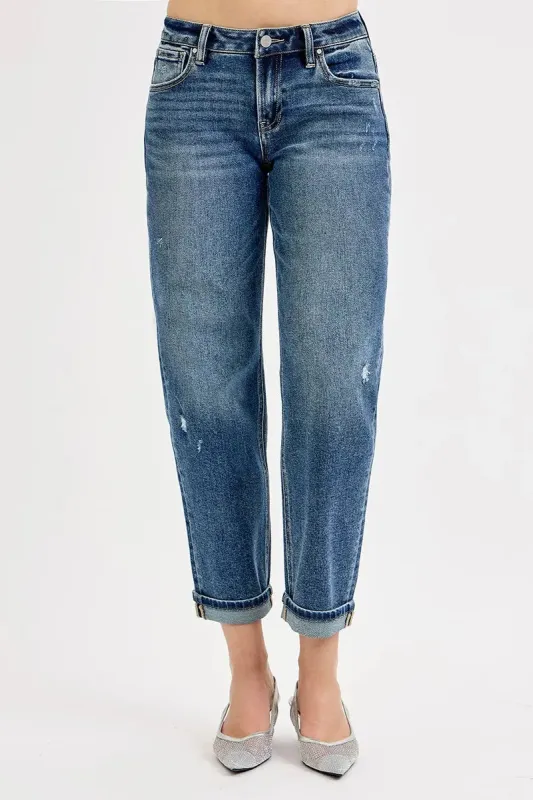 RISEN Full Size Low Rise Crop Boyfriend Jeans Plus Size sold by Charming Charlie