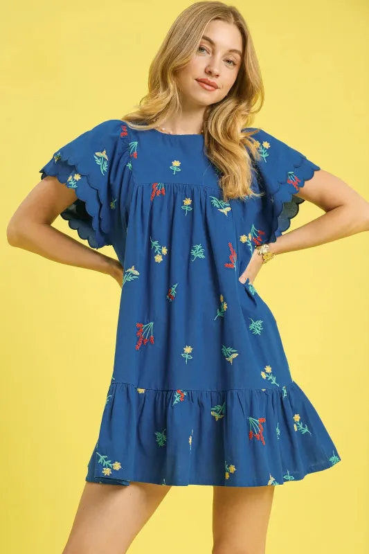 Umgee Floral Embroidered Short Sleeve Mini Dress sold by Charming Charlie