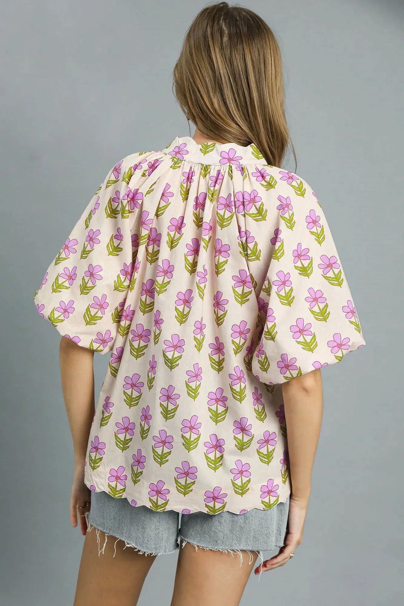 Umgee Floral Print Puff Sleeve Blouse sold by Charming Charlie product image thumbnail 3