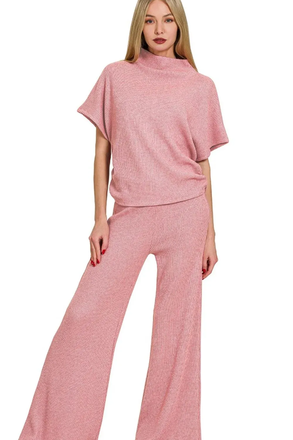 Zenana Sweater Mock Neck Top & Long Pants Set sold by Charming Charlie