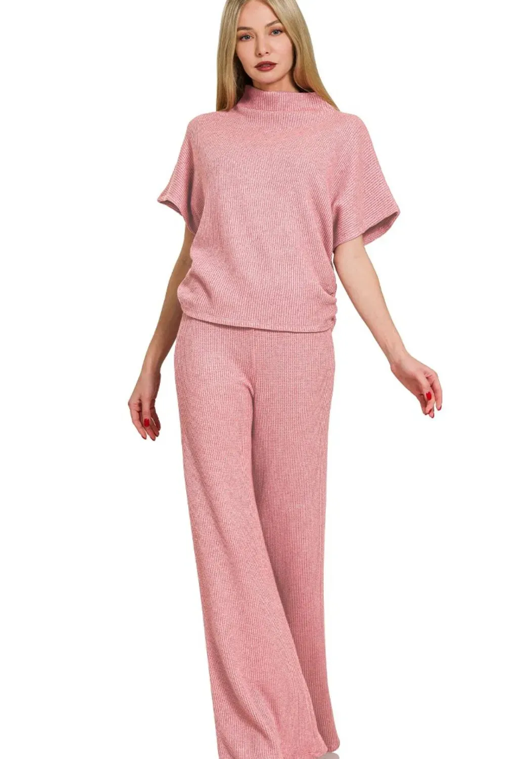 Zenana Sweater Mock Neck Top & Long Pants Set sold by Charming Charlie product image thumbnail 2