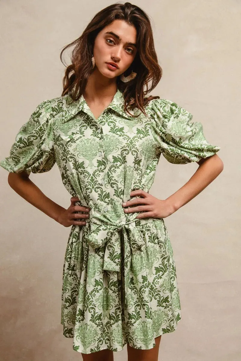 BiBi Tied Floral Short Sleeve Mini Shirt Dress sold by Charming Charlie product image thumbnail 2