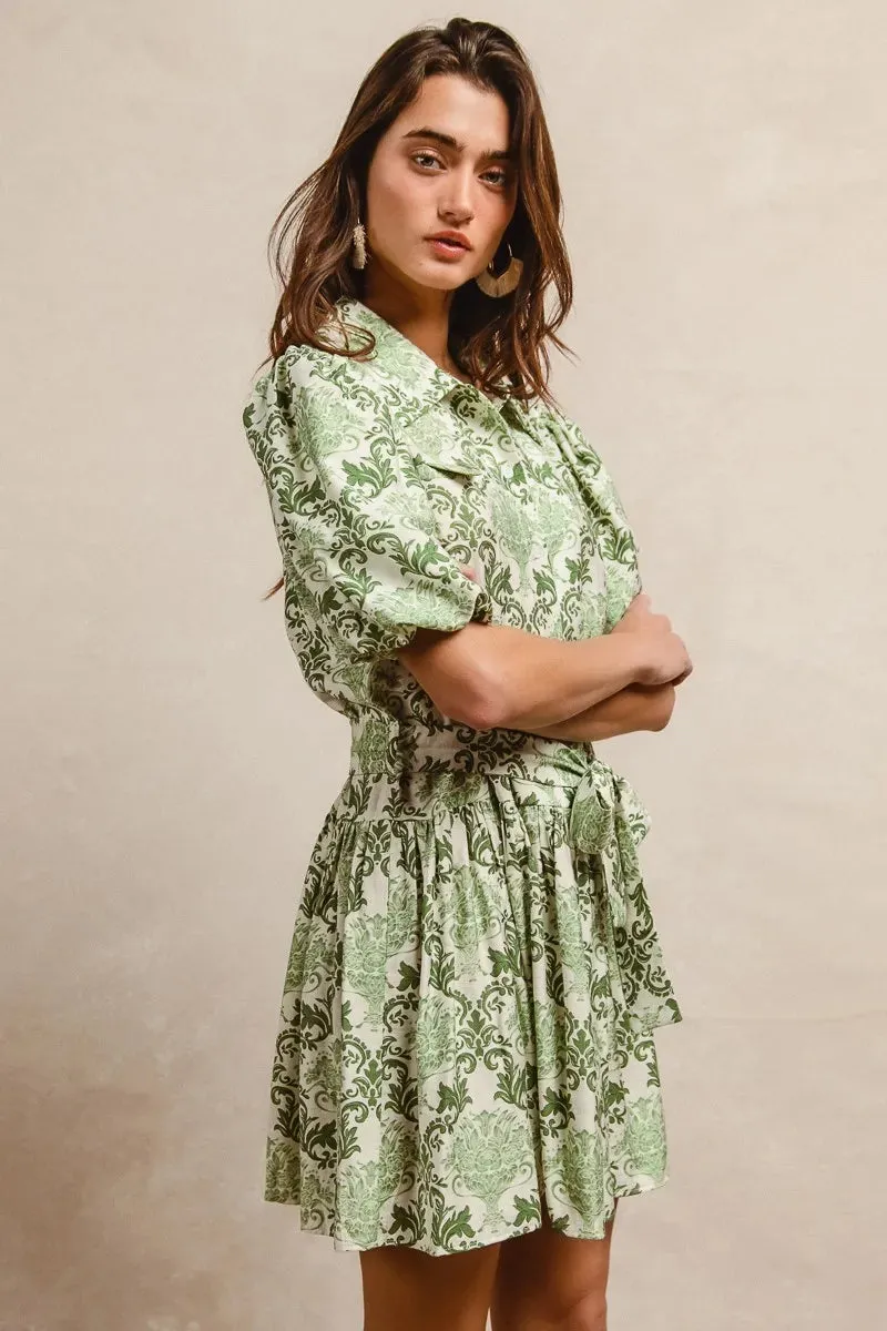 BiBi Tied Floral Short Sleeve Mini Shirt Dress sold by Charming Charlie product image thumbnail 4