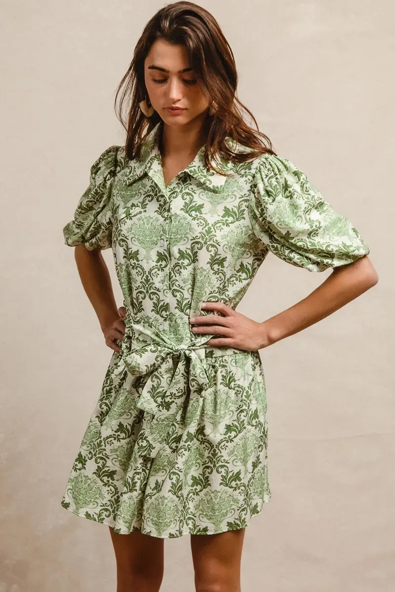 BiBi Tied Floral Short Sleeve Mini Shirt Dress sold by Charming Charlie