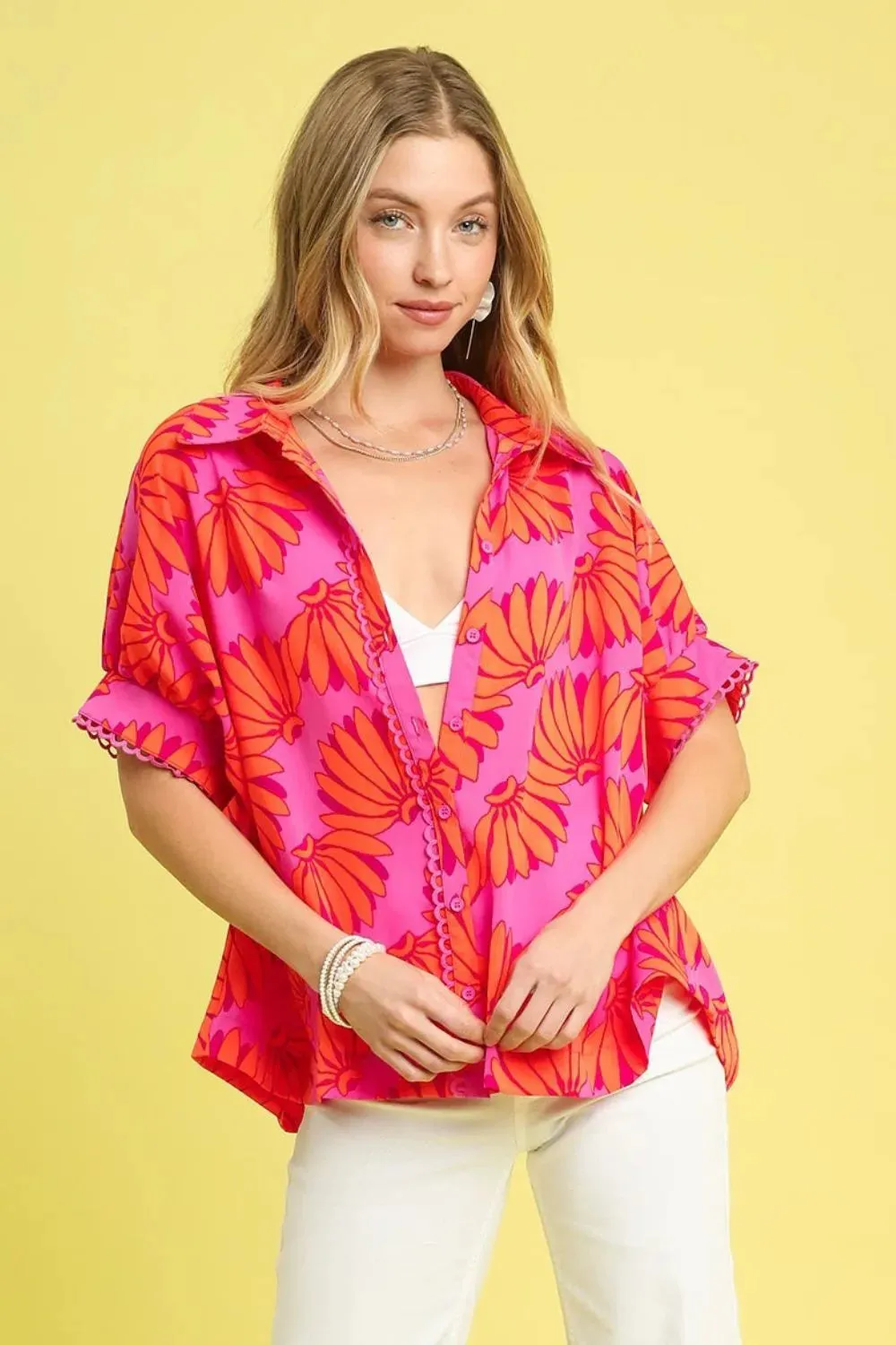 Umgee Printed Button-Up Relaxed Shirt sold by Charming Charlie product image thumbnail 2
