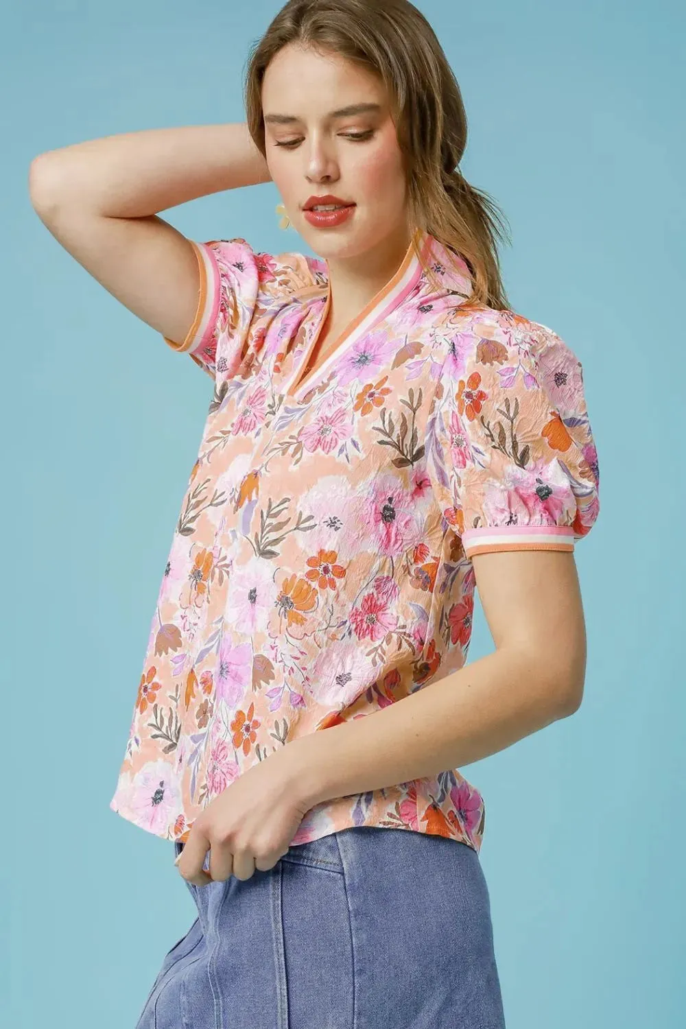 Umgee Floral Print Puff Sleeve Blouse sold by Charming Charlie product image thumbnail 2