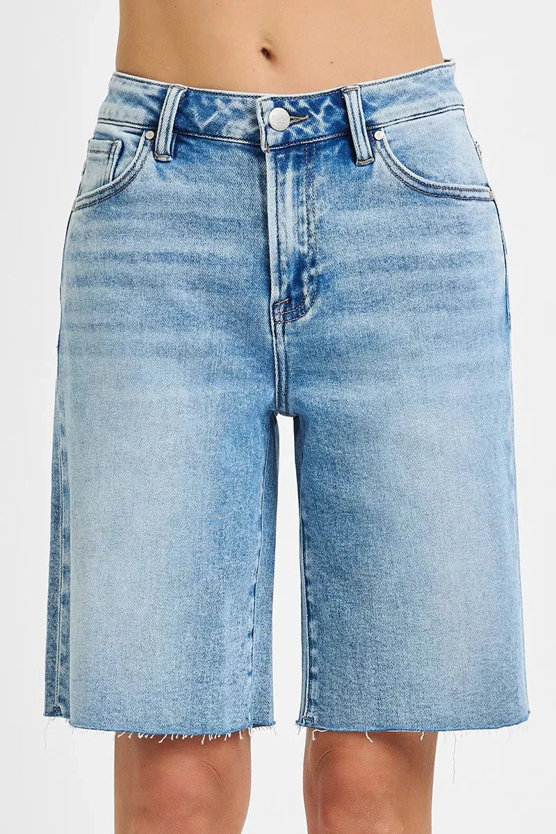 RISEN Full Size High Rise Bermuda Denim Shorts Plus Size sold by Charming Charlie