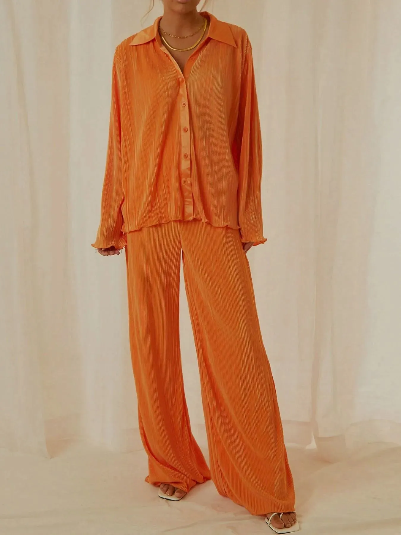 Button Up Long Sleeve Top and Pants Set sold by Charming Charlie product image thumbnail 2