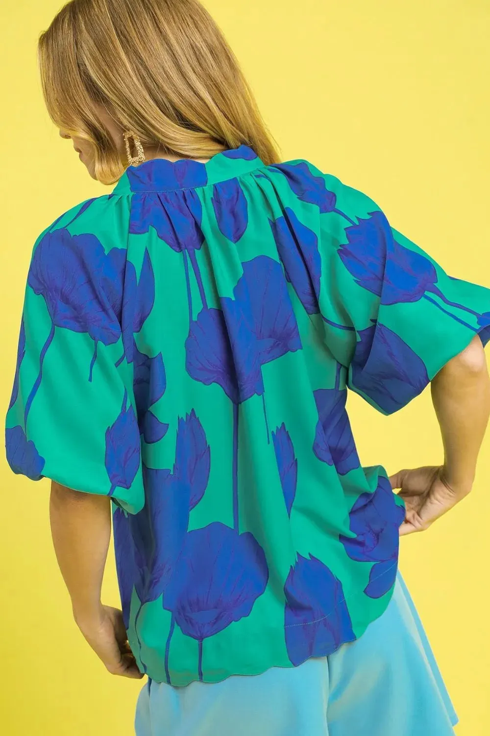 Umgee Floral Print Relaxed Fit Summer Blouse sold by Charming Charlie product image thumbnail 3