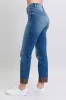 Judy Blue Full Size Mr Plaid Print Cuff Bf Jeans Plus Size sold by Charming Charlie