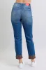 Judy Blue Full Size Mr Plaid Print Cuff Bf Jeans Plus Size sold by Charming Charlie
