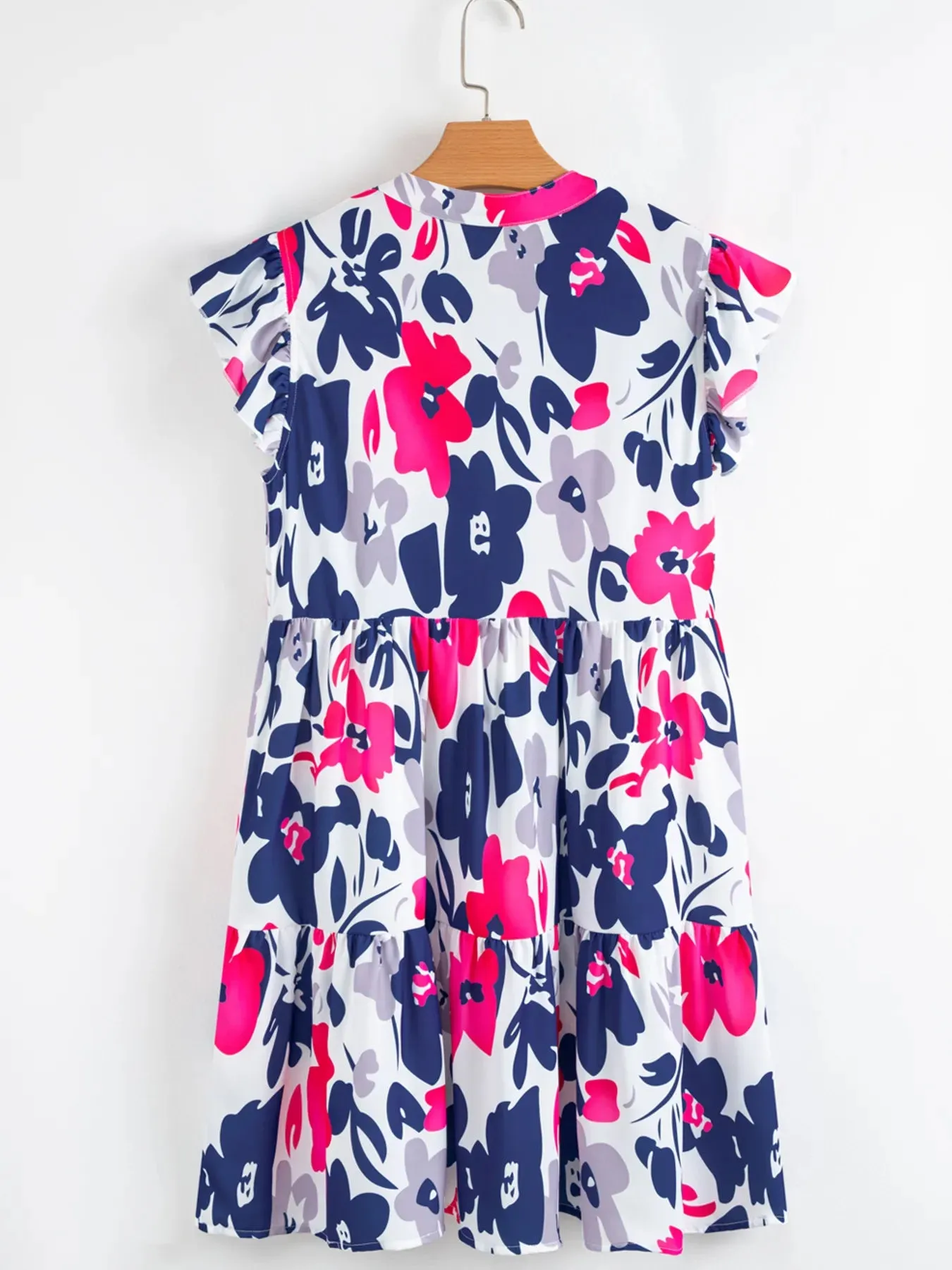 Printed Notched Neck Flutter Sleeve Mini Dress sold by Charming Charlie product image thumbnail 3