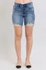Judy Blue Button Fly Mid Length Denim Shorts W/ Destroy sold by Charming Charlie