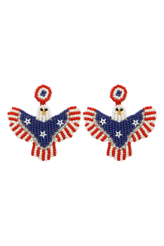 Patriotic Amertican Bald Eagle Beaded Earrings sold by Charming Charlie