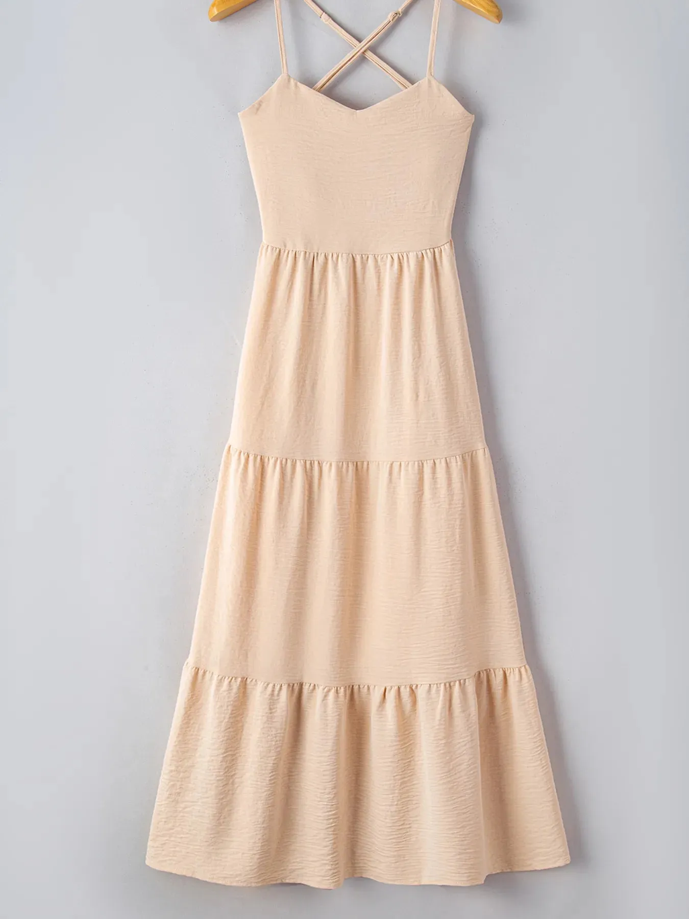 Crossover Backless Bodice Tiered Maxi Dress sold by Charming Charlie product image thumbnail 4