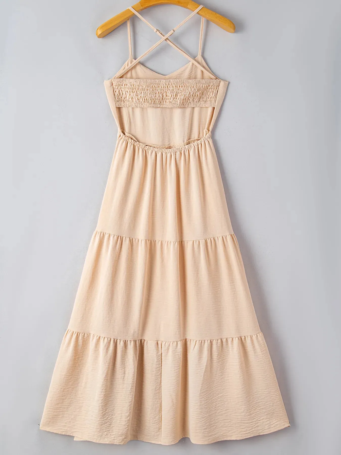 Crossover Backless Bodice Tiered Maxi Dress sold by Charming Charlie product image thumbnail 5