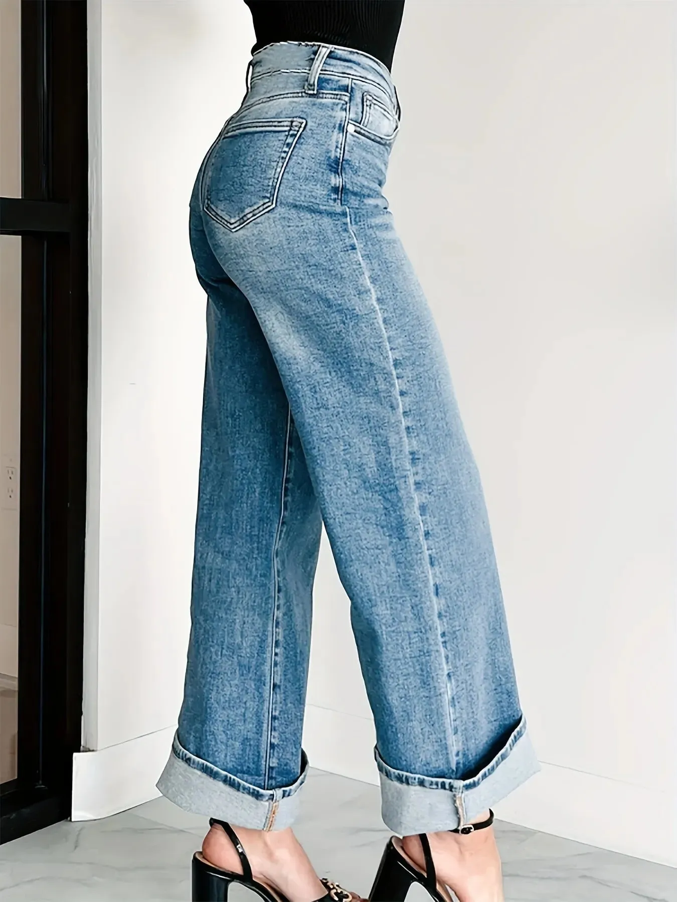 High-Waisted Wide Leg Jeans sold by Charming Charlie product image thumbnail 3