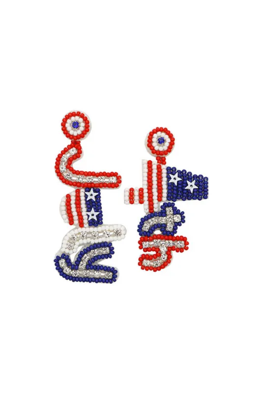 4TH of JULY Stars & Stripes Beaded Earrings sold by Charming Charlie