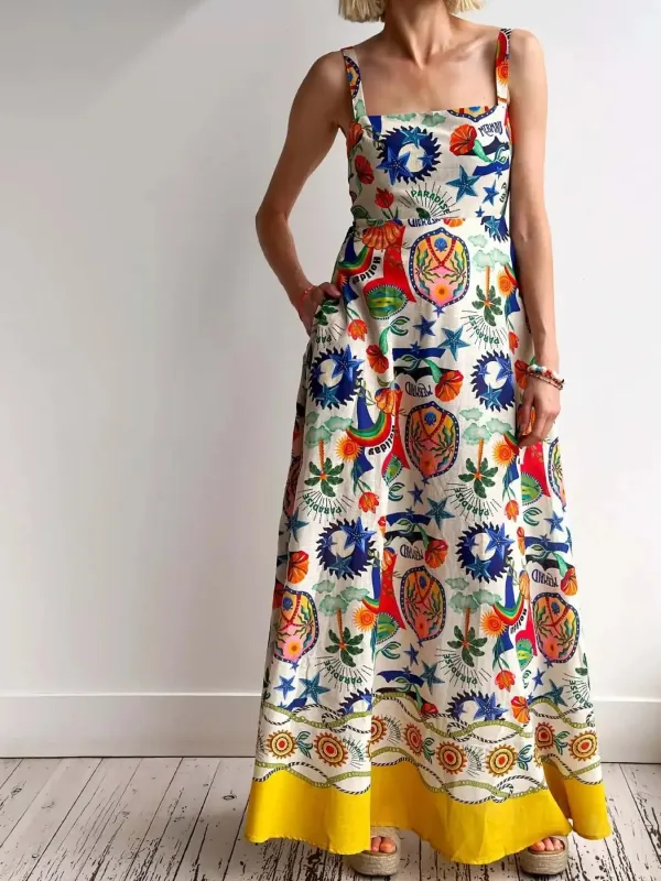 Printed Square Neck Maxi Cami Dress sold by Charming Charlie
