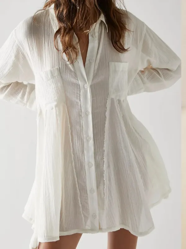 Textured Button-Down Shirt Dress sold by Charming Charlie