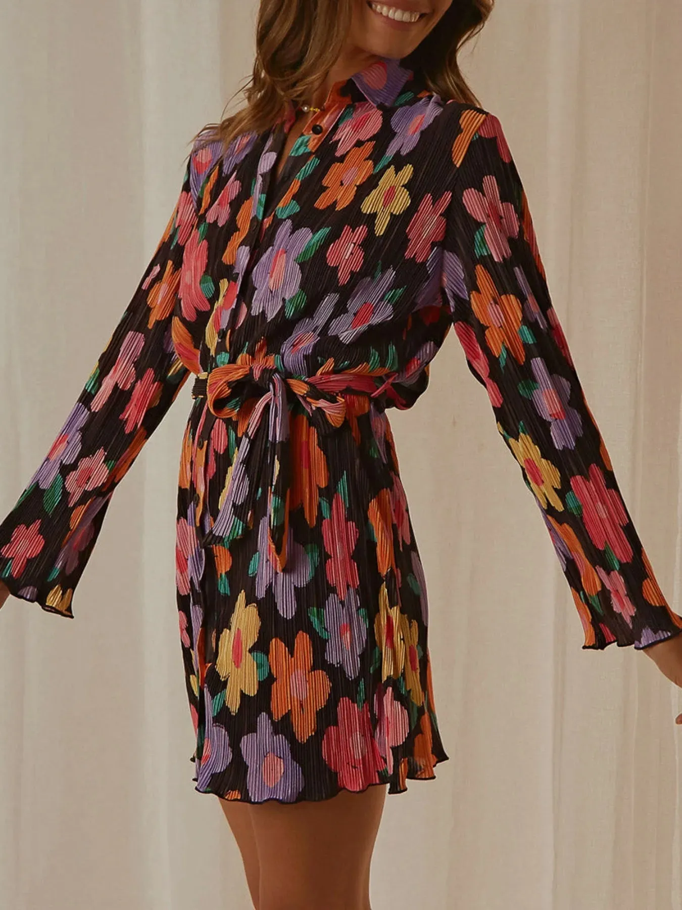 Printed Long Sleeve Mini Dress sold by Charming Charlie product image thumbnail 4