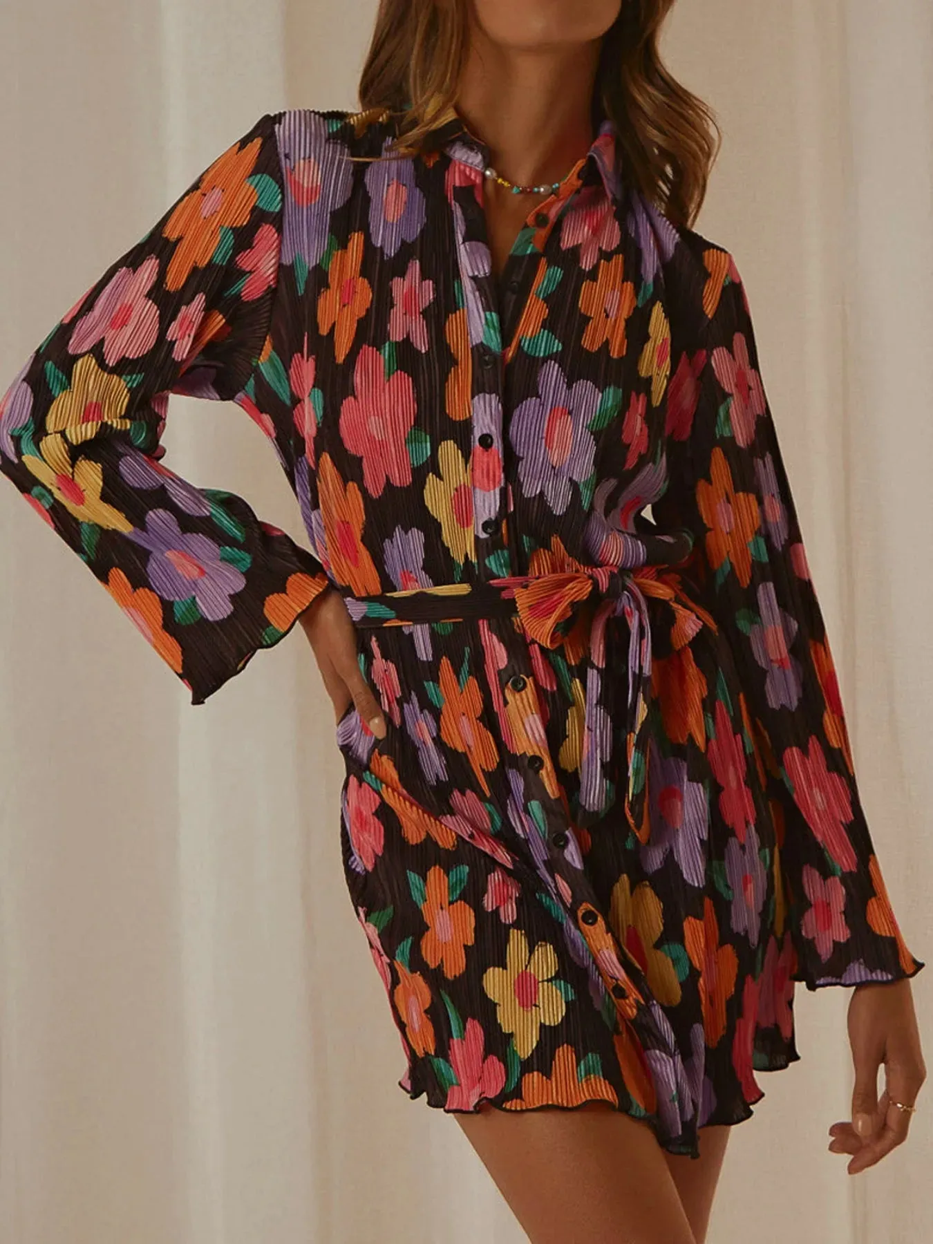 Printed Long Sleeve Mini Dress sold by Charming Charlie product image thumbnail 2