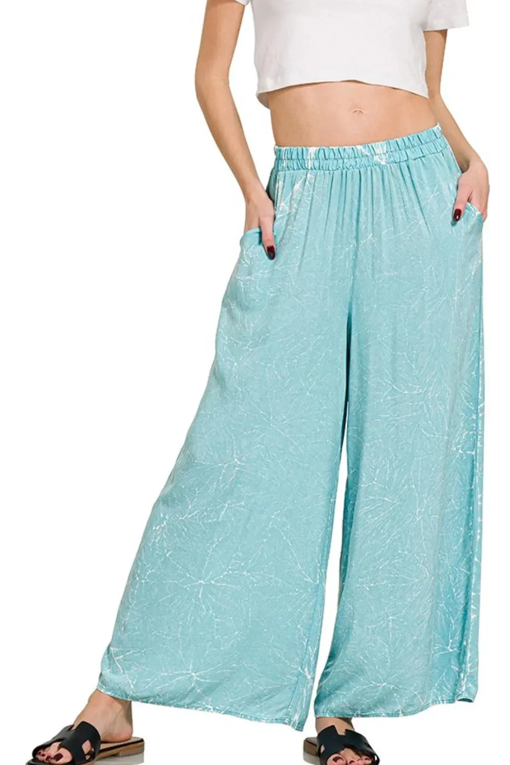 Zenana Woven Acid Crinkle Washed Cami & Pants 2 Piece Set sold by Charming Charlie product image thumbnail 4