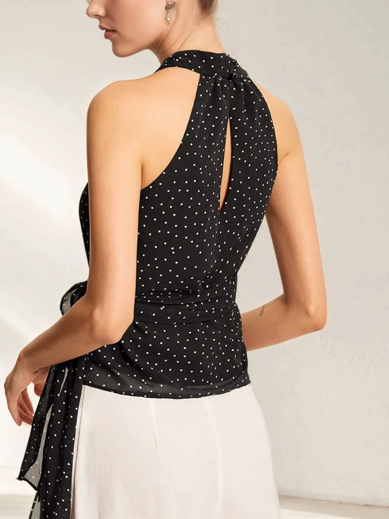 Polka Dot Halter Wrap Cami Top sold by Charming Charlie product image thumbnail 2