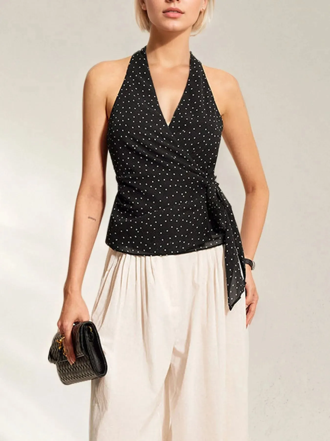 Polka Dot Halter Wrap Cami Top sold by Charming Charlie product image thumbnail 4