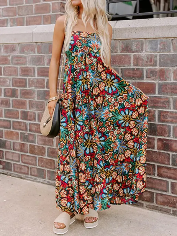 Floral Print Thin Straps High Waist Maxi Dress sold by Charming Charlie
