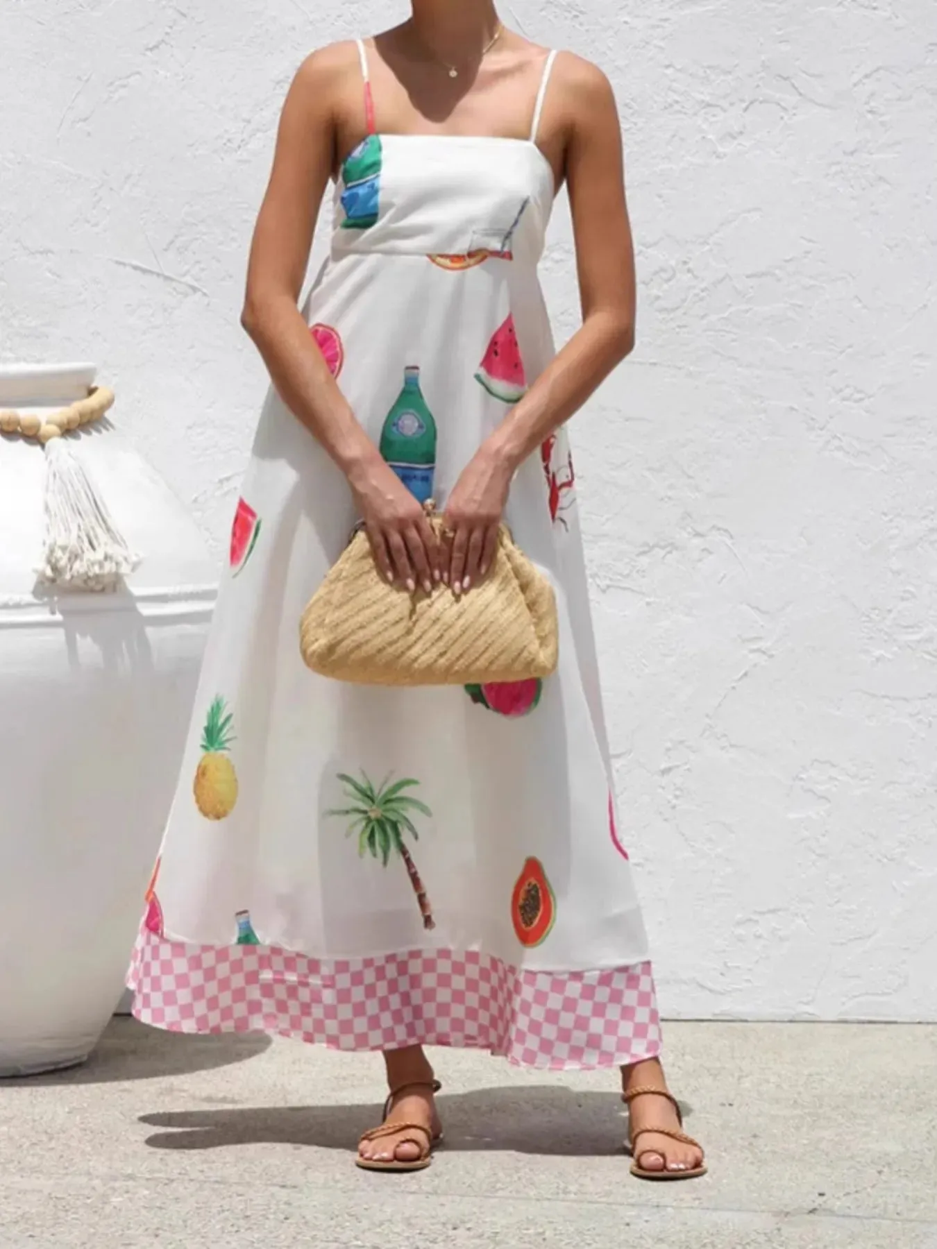 Printed Checkered Hem Cami Midi Dress sold by Charming Charlie product image thumbnail 4