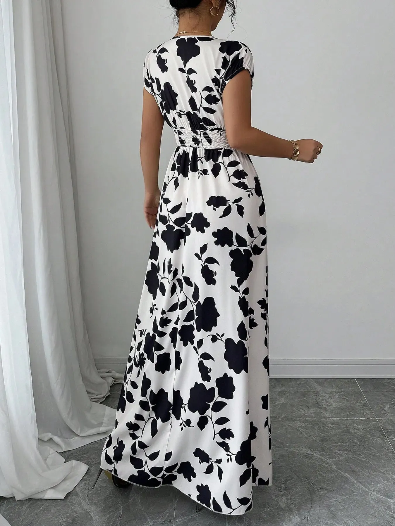 Printed Surplice Cap Sleeve Maxi Dress sold by Charming Charlie product image thumbnail 2
