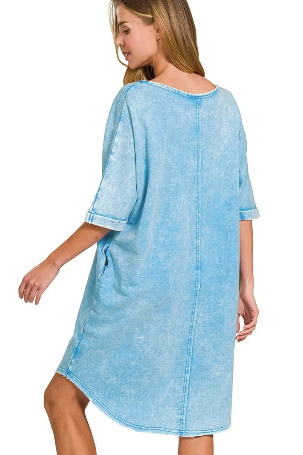 Zenana Acid-washed French Terry Tee Shirts Dress sold by Charming Charlie product image thumbnail 3